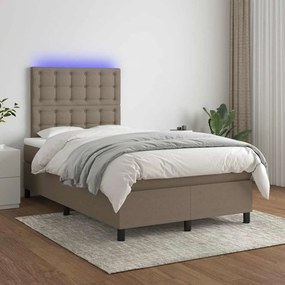 vidaXL Κρεβάτι Boxspring με Στρώμα &amp; LED Taupe 120x190 εκ. Υφασμάτινο