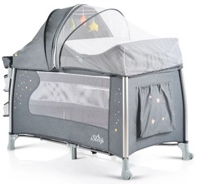 ΠΑΡΚΟΚΡΕΒΑΤΟ 2 ΕΠΙΠΕΔΩΝ CANGAROO ISLEEP GREY 3800146247942