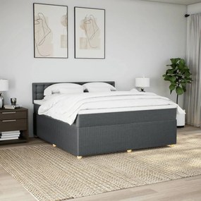 vidaXL Κρεβάτι Boxspring με Στρώμα Σκούρο Γκρι 180x200 εκ Υφασμάτιν