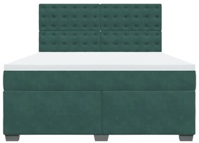 Κρεβάτι Boxspring με Στρώμα Σκούρο Πράσινο 180x200εκ. Βελούδινο - Πράσινο