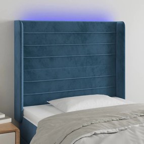 Κεφαλάρι Κρεβατιού LED Σκούρο Μπλε 103x16x118/128 εκ. Βελούδινο 3124234