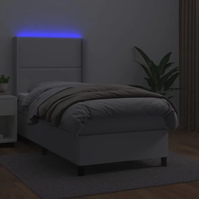 ΚΡΕΒΑΤΙ BOXSPRING ΜΕ ΣΤΡΩΜΑ &amp; LED ΛΕΥΚΟ 80X200 ΕΚ. ΣΥΝΘ. ΔΕΡΜΑ 3139290