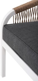 Σετ Κήπου Σαλόνι MAERLY 4 τεμ Λευκό Αλουμίνιου με Συνθετικό Σχοινί &amp; Μαξιλάρια Ανθρακί