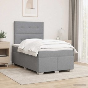 vidaXL Κρεβάτι box spring με στρώμα Ανοιχτό γκρι 120 x 190 cm Ύφασμα