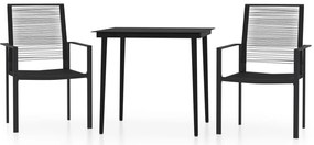 vidaXL Σετ Τραπεζαρίας Κήπου 3 Τεμαχίων Μαύρο