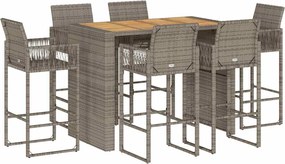 vidaXL Σετ μπαρ κήπου 7 τεμαχίων χωρίς μαξιλάρια Γκρί