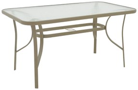 Τραπέζι Ensure pakoworld μέταλλο σαμπανιζέ-γυαλί 140x80x70εκ