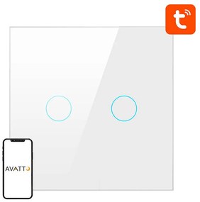 Avatto Έξυπνος Διακόπτης Χωνευτός ZigBee ZTS02-EU-W2 (2 κουμπιά) TUYA (Λευκό)