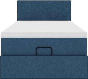 vidaXL Οθωμανικό κρεβάτι με στρώμα μπλε 100x200cm ύφασμα