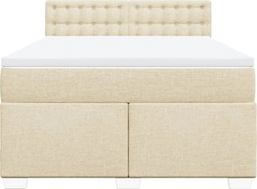 vidaXL Κρεβάτι Boxspring με Στρώμα Κρεμ 140x200 εκ. Υφασμάτινο