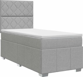 vidaXL Κρεβάτι box spring με στρώμα Ανοιχτό γκρι 100 x 200 cm Ύφασμα