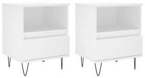 vidaXL Κομοδίνα Λευκά 2 τεμ. 40 x 35 x 50 εκ. από Επεξεργασμένο Ξύλο