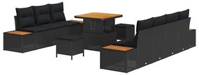 vidaXL Σετ Καναπέ Κήπου με μαξιλάρι 10 pcs Μαύρο Πολυ ράταν
