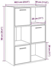 Βιβλιοθήκη Τεχνίτης Δρυς 60,5x30x90 εκ. Επεξεργασμένο Ξύλο - Καφέ