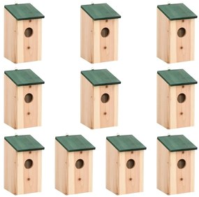 vidaXL Φωλιές Πουλιών 10 τεμ. 12 x 12 x 22 εκ. από Μασίφ Ξύλο Ελάτης