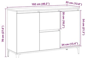 Μπουφές Αρτισιανή Δρυς 102x35x70 εκ. από Επεξεργασμένο Ξύλο 856487