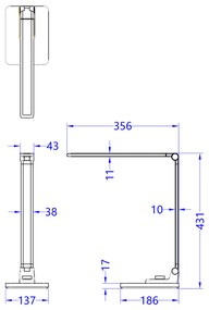 Φωτιστικό Γραφείου LED Blain Pro Ασημί Βάση ABS-Ασημί Μπράτσα Αλουμινίου 35,6x43,1Yεκ.