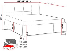 Κρεβάτι Genua-Gkri Skouro-180 x 200 εκ.