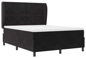 vidaXL Κρεβάτι με ελατήρια με στρώμα Μαύρο 140 x 190 cm Βελούδο