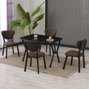 Extendable Dining Table &amp; Chairs Set (5 Pieces) Elma - Brown, Black Brown
Black