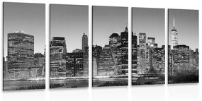 Εικόνα 5 τμημάτων centrum New York σε ασπρόμαυρο - 100x50