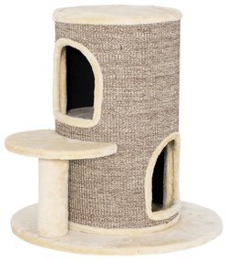 PawHut Πύργος για γάτες, Δέντρο για γάτες 2 επιπέδων, Πλατφόρμα άλματος, Σημείο παρατήρησης, Στρώμα ξυσίματος, Για ξεκούραση και παιχνίδι, Μπεζ