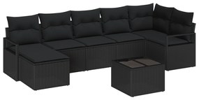 vidaXL Σετ 8 τεμαχίων Καναπέ Κήπου με Μαξιλάρια Μπεζ Πολυ Ράτανα