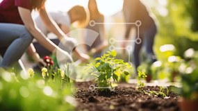 Intra Συλλεκτικό Ξύλινο Παζλ Plywood 4mm - Ομάδα ανθρώπων που φυτεύουν νέα φυτά σε έναν κήπο Σε Ξύλινο Κουτί - Διαστάσεις: 10x10 cm – 25 κομμάτια