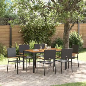 vidaXL Σέτ φαγητού για κήπο 7 pcs Μαύρος, Ξύλο 150 x 90 x 75 cm
