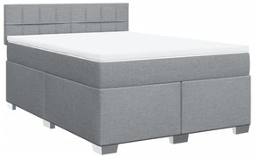 Κρεβάτι Boxspring με Στρώμα Ανοιχτό Γκρι 140x200 εκ. Υφασμάτινο - Γκρι