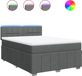 vidaXL Κρεβάτι Boxspring με Στρώμα Σκούρο Γκρι 140x200 εκ Υφασμάτινο