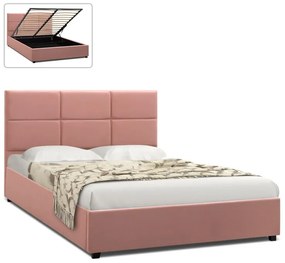Megapap Κρεβάτι Kingston Βελούδινο Με Αποθηκευτικό Χώρο Melon Pink 160x200εκ.