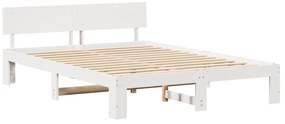 vidaXL Κρεβάτι με Κεφαλάρι Λευκό 150x200 εκ Μασίφ ξύλο πεύκου