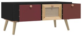 Τραπεζάκι Σαλονιού με Συρτάρια 80x40x35,5 εκ. από Επεξεργ. Ξύλο - Μαύρο