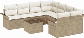 vidaXL Σετ Καναπέ Κήπου 9 pcs Μπεζ Πολυ ράταν