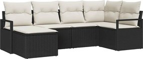 vidaXL Σετ Καναπέ με μαξιλάρι 6 pcs Μαύρο συνθετικό ρατάν
