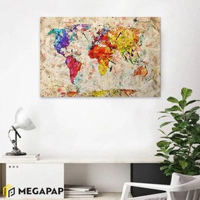 ΠΙΝΑΚΑΣ ΣΕ ΚΑΜΒΑ "COLORFUL WORLD MAP" MEGAPAP ΨΗΦΙΑΚΗΣ ΕΚΤΥΠΩΣΗΣ 75X50X3ΕΚ.