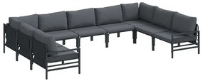 vidaXL Σετ Καναπέ Κήπου 9 pcs Ανθρακί Ατσάλι