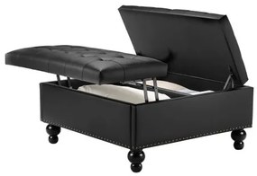 VEVOR 34 in Square Leather Ottoman with Storage Coffee Table for Living Room