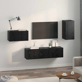 vidaXL Σετ επίπλου τηλεόρασης 4 pcs Μαύρη Οξυά Επεξεργασμένο Ξύλο