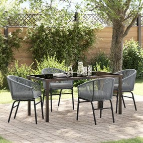 vidaXL Σετ 5 Τεμαχίων Έπιπλα Κήπου  σε Γκρι Πολυ Rattan
