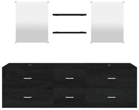 vidaXL Σετ Επίπλων Μπάνιου 5 Τεμαχίων Μαύρο από Επεξεργασμένο Ξύλο