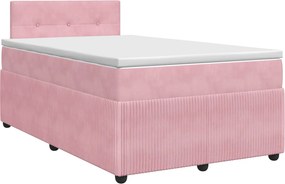 vidaXL Κρεβάτι box spring με στρώμα Ροζ 120 x 200 cm Βελούδο