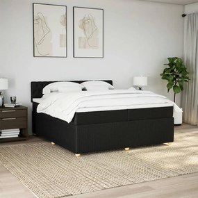 vidaXL Κρεβάτι Boxspring με Στρώμα Μαύρο 200x200 εκ. Υφασμάτινο