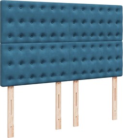 vidaXL Κρεβάτι Boxspring με Στρώμα Μπλε 140x190 εκ. Βελούδινο