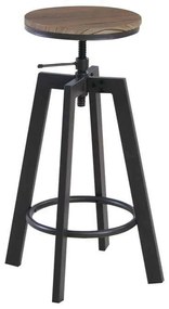 Σκαμπώ BAR YORK Μεταλική Σκ.Καφέ/Καρυδί 44x44x63/73cm Κάθισμα:Φ30cm (Σετ 2 ΤΕΜ)