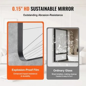 VEVOR Square Wall Mounted Mirror 22&quot; x 30&quot; Mirror with Aluminium Alloy Frame