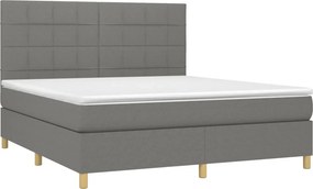 vidaXL Κρεβάτι Boxspring με Στρώμα Σκούρο Γκρι 180x200 εκ Υφασμάτιν