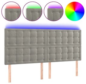 Κεφαλάρι Κρεβατιού LED Ανοιχτό Γκρι 180x5x118/128 εκ. Βελούδινο 3122918