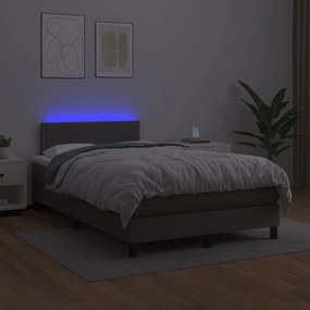 vidaXL Κρεβάτι Boxspring με Στρώμα &amp; LED Γκρι 120x200 εκ. Συνθ. Δέρμα